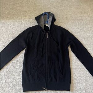 Vince Black full Zip-Up Men's 100% cashmere Hoodie Sweater - small